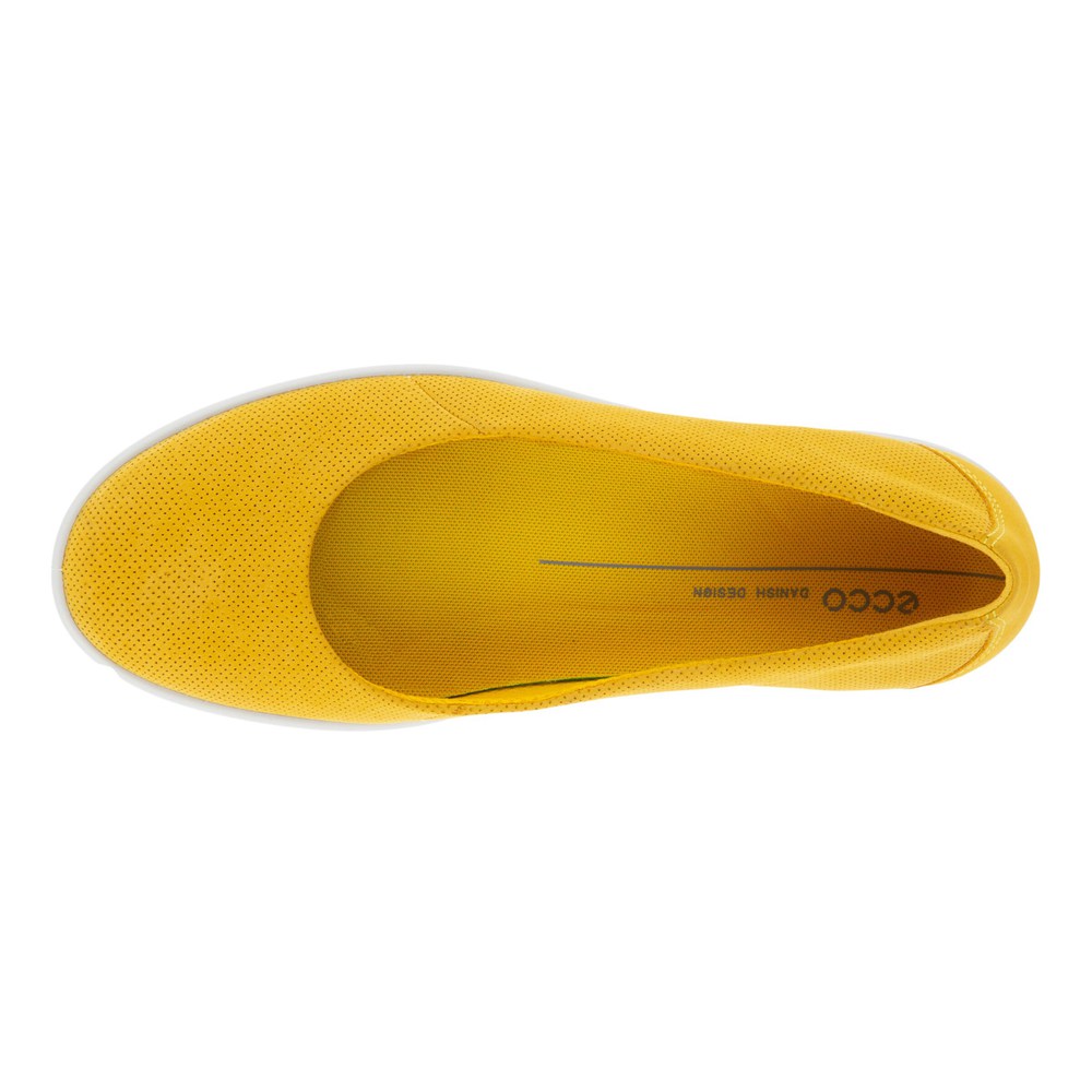 ECCO Womens Ballerinas Yellow - Barentz Slip-Ons - OQL-517423